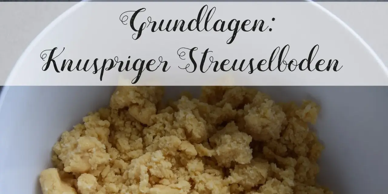 Knuspriger Streuselboden in einer Schüssel, bereit für Obst und einen leckeren Kuchen.