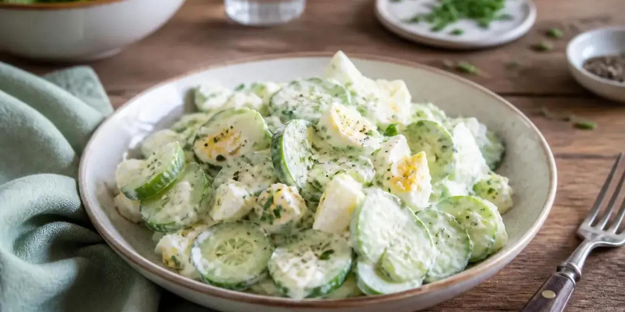 Ein cremiger Gurken-Eiersalat, perfekt für ein leichtes Mittagessen oder als Beilage. Dieses eiersalat rezept ist einfach und lecker.
